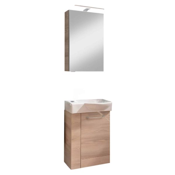 FACKELMANN SBC B.CLEVER Gäste WC Waschtisch Set mit Spiegelschrank 45 cm breit