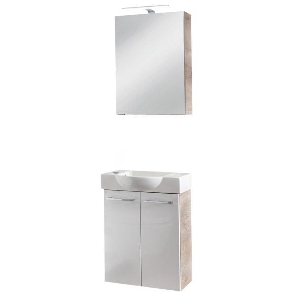 FACKELMANN SBC STANFORD Gäste WC Waschtisch Set mit Spiegelschrank 55 cm breit