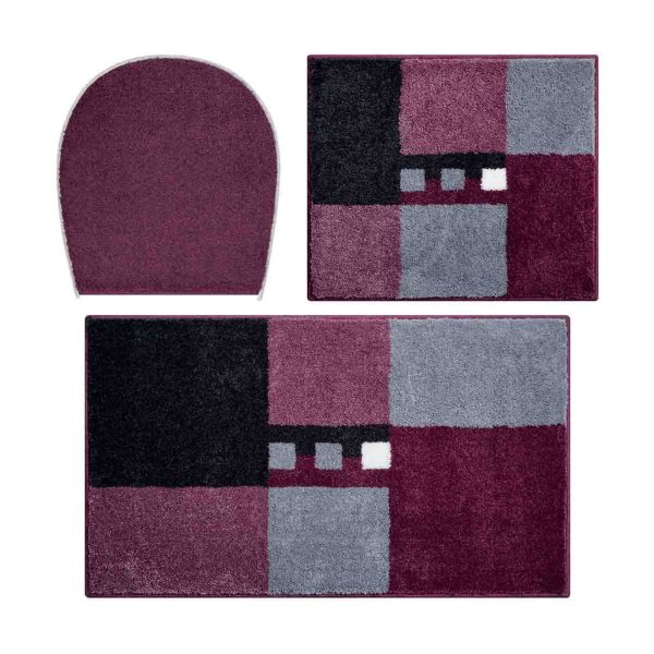 GRUND MERKUR Badematten 3er-Set 40 x 50 cm & 50 x 80 cm inkl. WC-Deckelbezug