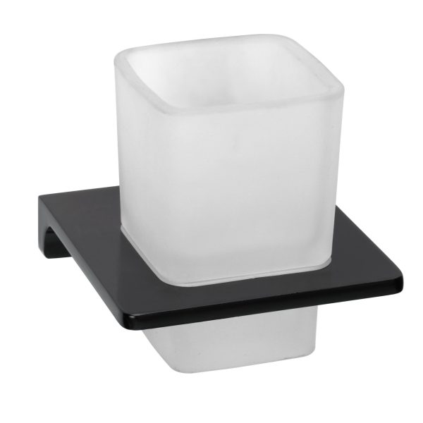 BadeDu SIRIUS Glas mit Halter Schwarz matt