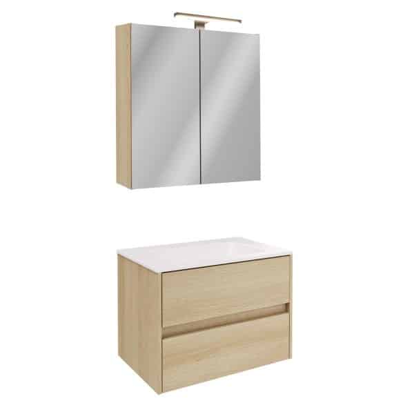 FACKELMANN COMPACT LINE Waschtisch Set mit Spiegelschrank 71 cm breit