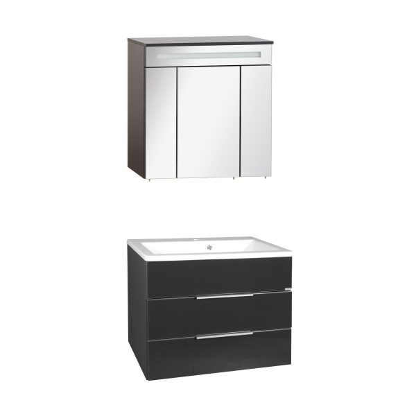 FACKELMANN KARA Waschtisch Set mit Spiegelschrank 80 cm breit