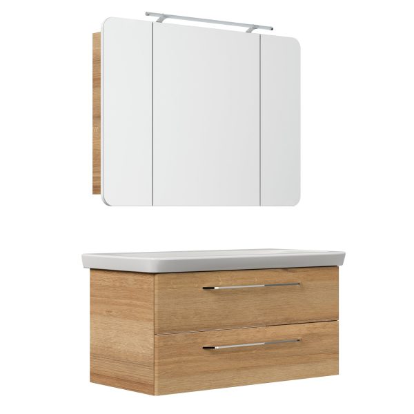 FACKELMANN MILANO Waschtisch Set mit Spiegelschrank 107 cm breit