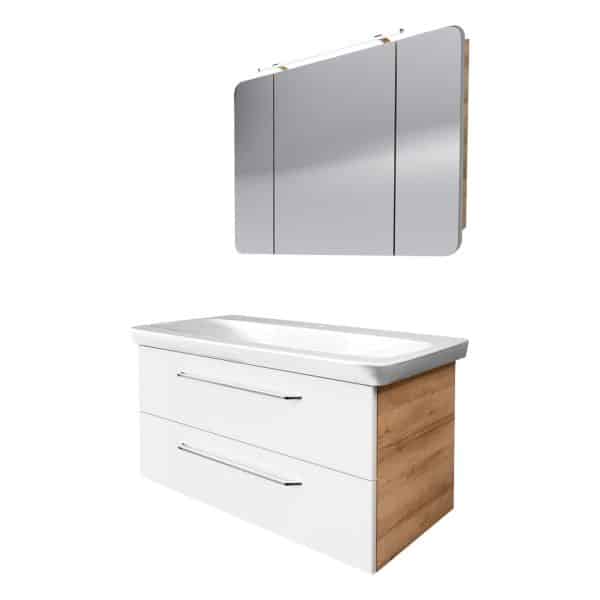 FACKELMANN MILANO Waschtisch Set mit Spiegelschrank 107 cm breit