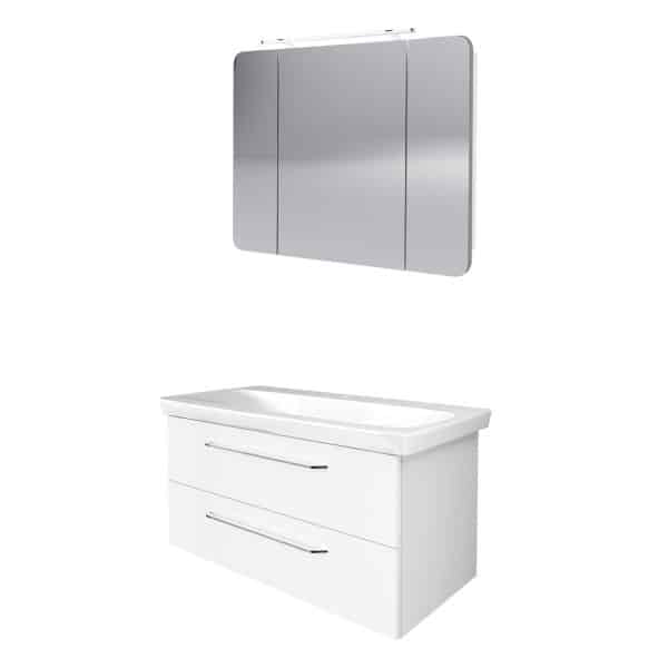 FACKELMANN MILANO Waschtisch Set mit Spiegelschrank 107 cm breit