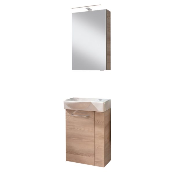 FACKELMANN SBC B.CLEVER Gäste WC Waschtisch Set mit Spiegelschrank 45 cm breit