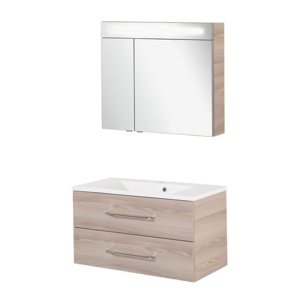 FACKELMANN B.CLEVER Waschtisch Set mit Spiegelschrank 90 cm breit