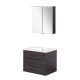 FACKELMANN B.PERFEKT Waschtisch Set mit Spiegelschrank 62 cm breit, Anthrazit, Waschbecken Keramik Weiß