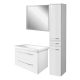 FACKELMANN MILANO Badmöbel Set 4-teilig, 88 cm breit, Weiß, Waschbecken Keramik, LED-Spiegel + Hochschrank