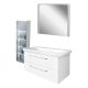 FACKELMANN MILANO Badmöbel Set 4-teilig, 107 cm breit, Weiß, Waschbecken Keramik, Spiegel + MAGIC Midischrank