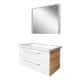 FACKELMANN MILANO Badmöbel Set 3-teilig, 107 cm breit, Braun hell/Weiß, Waschbecken Keramik, LED-Spiegel