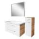 FACKELMANN MILANO Badmöbel Set 4-teilig, 107 cm, Braun hell/Weiß, Waschbecken Keramik, Spiegel + Midischrank