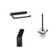 BADEDU SIRIUS Accessoire Set 3-teilig, Schwarz matt, Handtuchhaken, Toilettenpapierhalter, Toilettenbürste mit Halter