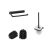 BADEDU SIRIUS Accessoire Set 3-teilig, Schwarz matt, Toilettenpapierhalter, Toilettenbürste mit Halter, 2x Ersatzbürstenköpfe