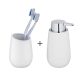 WENKO BADI Accessoire Set, Weiß, Zahnputzbecher, Seifenspender, Keramik