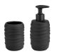 WENKO ILLANA Accessoire Set, Schwarz, Zahnputzbecher, Seifenspender, Keramik